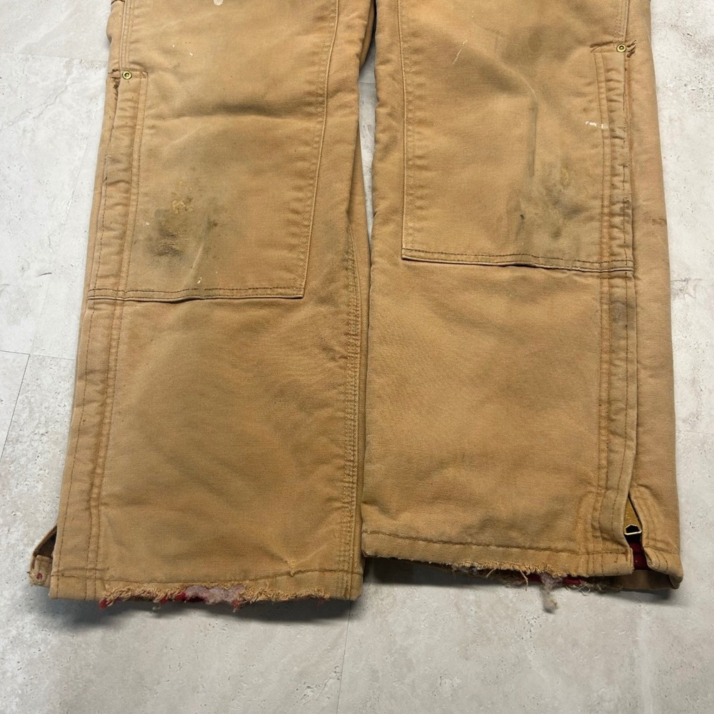 Carhartt Overalls Brown Men 28x27 Vintage 90s Quilt Lined Double Knee R02 BRN - Picture 4 of 9